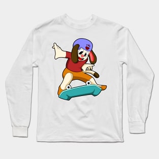 Dog as Skater with Skateboard Long Sleeve T-Shirt